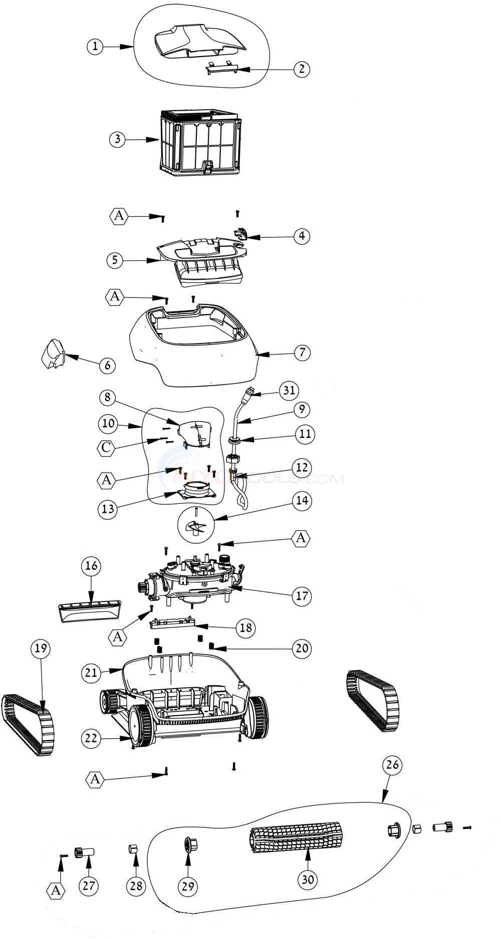 dolphin pool cleaner parts diagram
