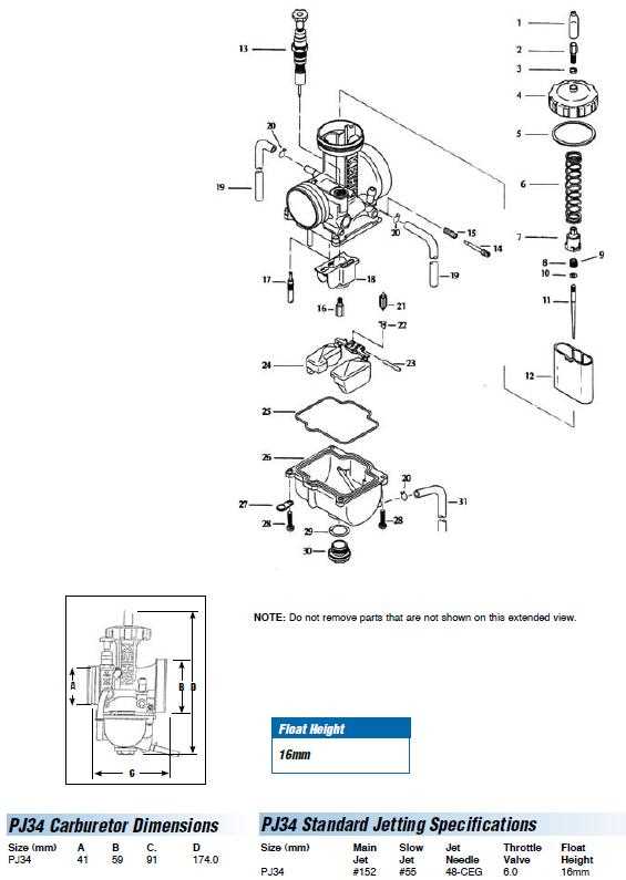 huayi carburetor parts diagram