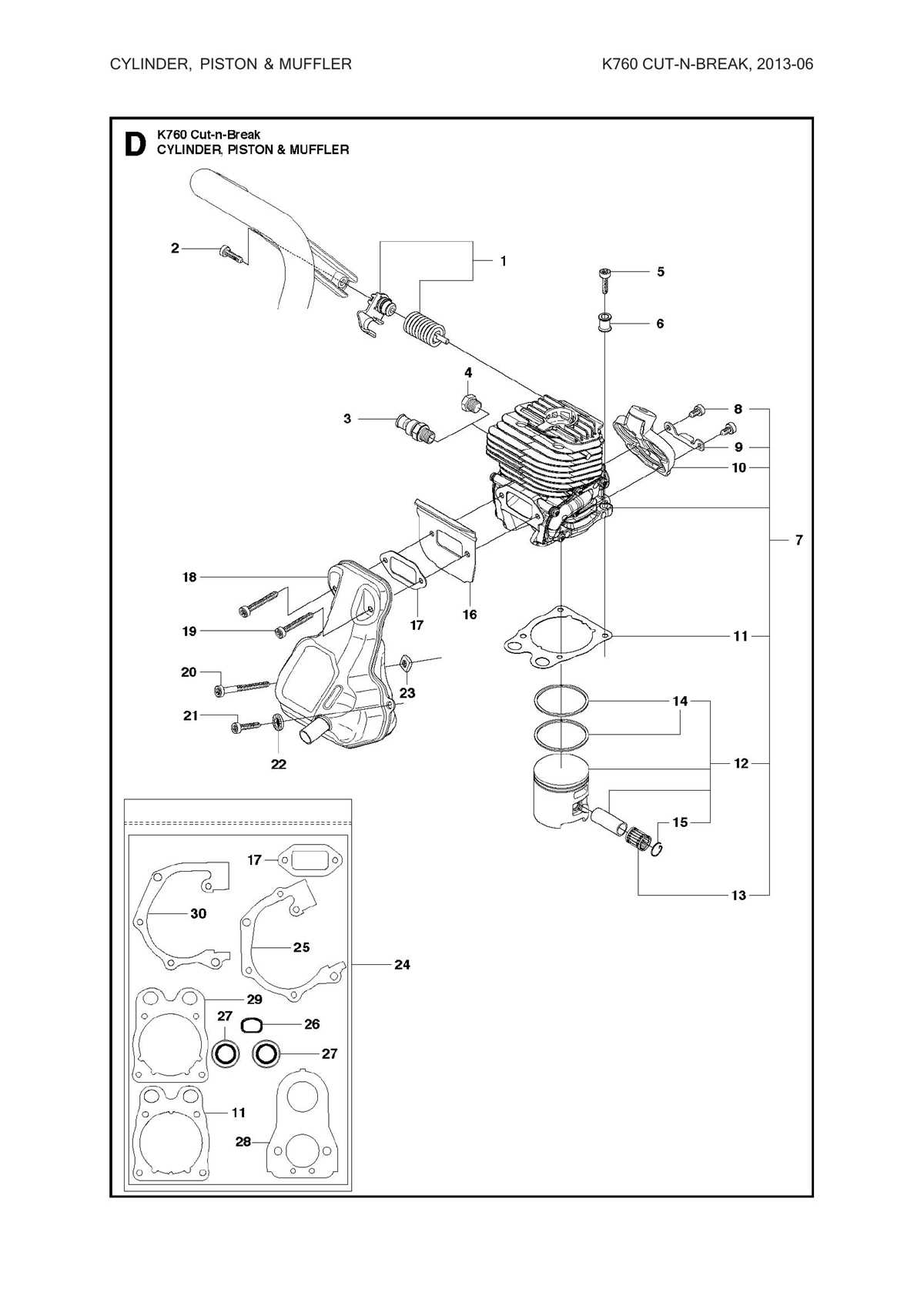 husqvarna k760 parts diagram