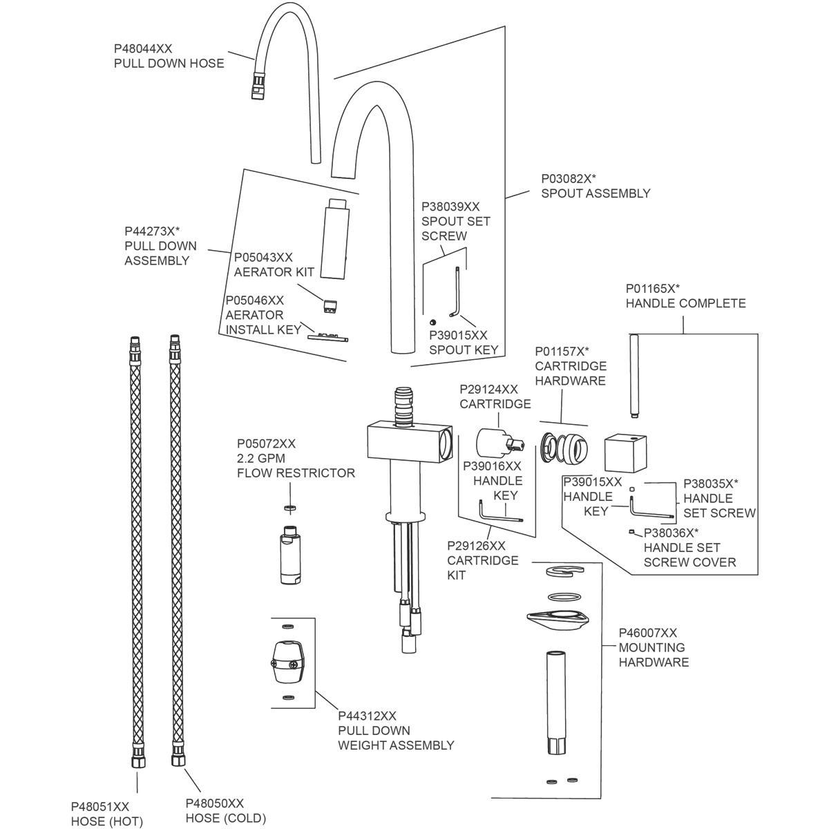 kitchen sink faucet parts diagram