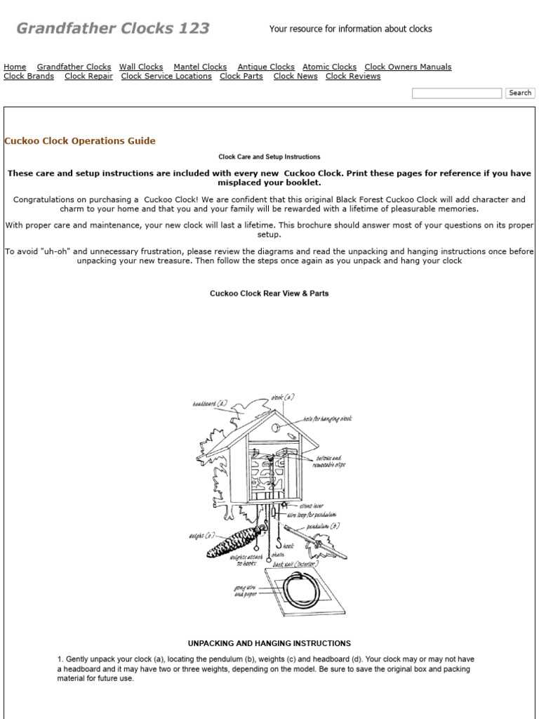 mechanical cuckoo clock parts diagram