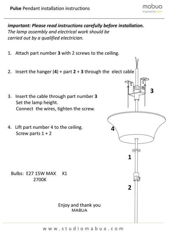 pendant light parts diagram