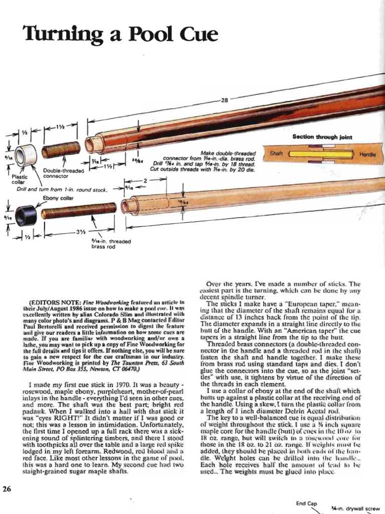 pool cue parts diagram