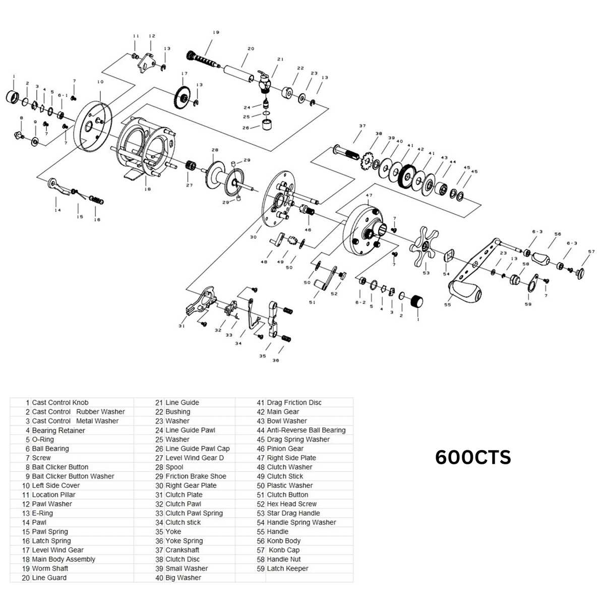 baitcast reel parts diagram