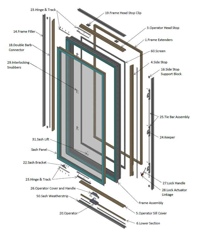casement window parts diagram