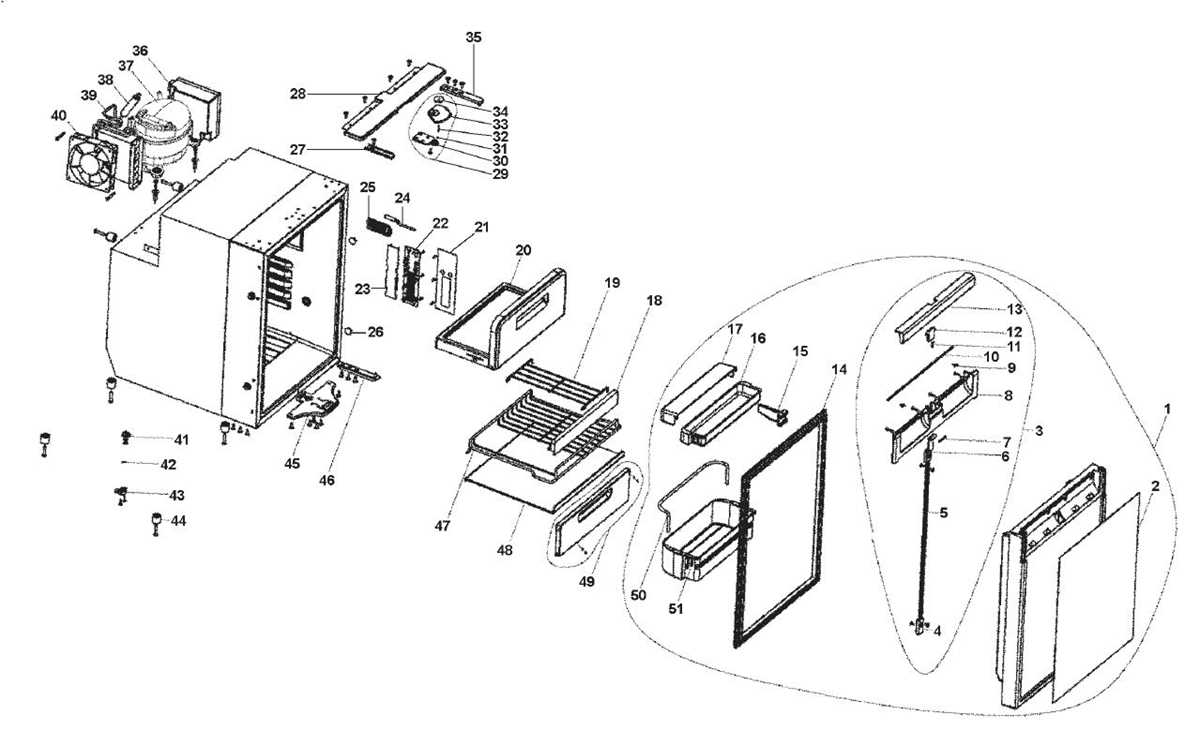 mini fridge parts diagram