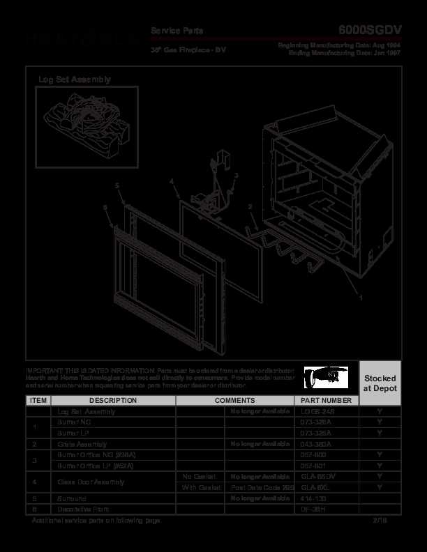 fireplace parts diagram
