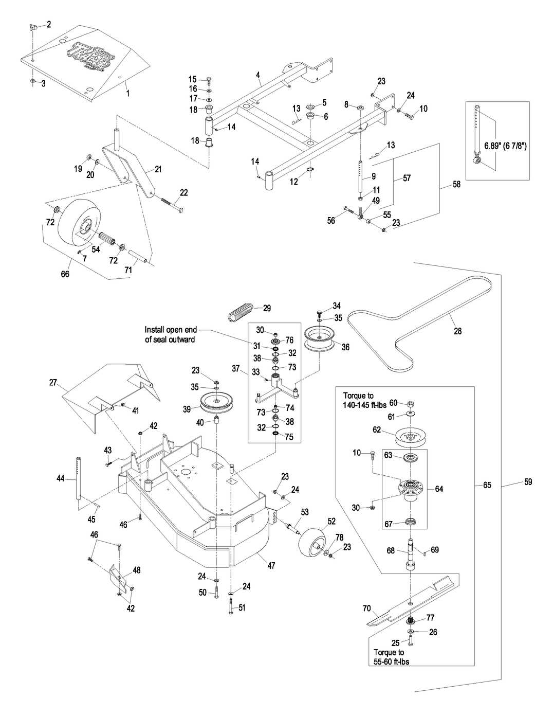 craftsman riding mower deck parts diagram