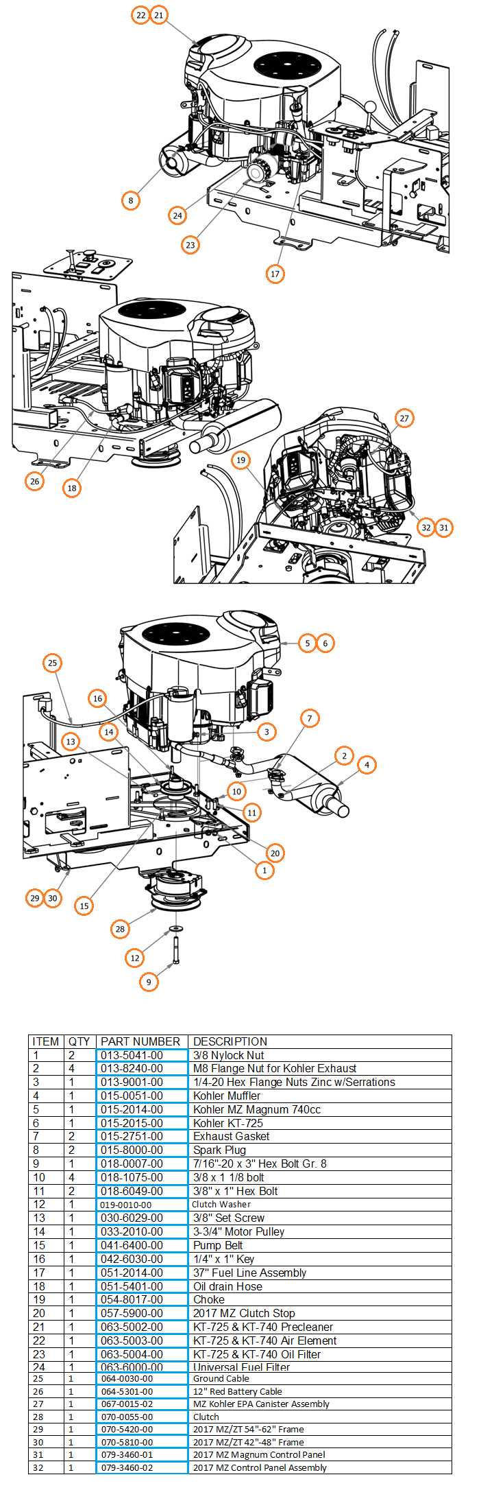 kohler kt725 parts diagram