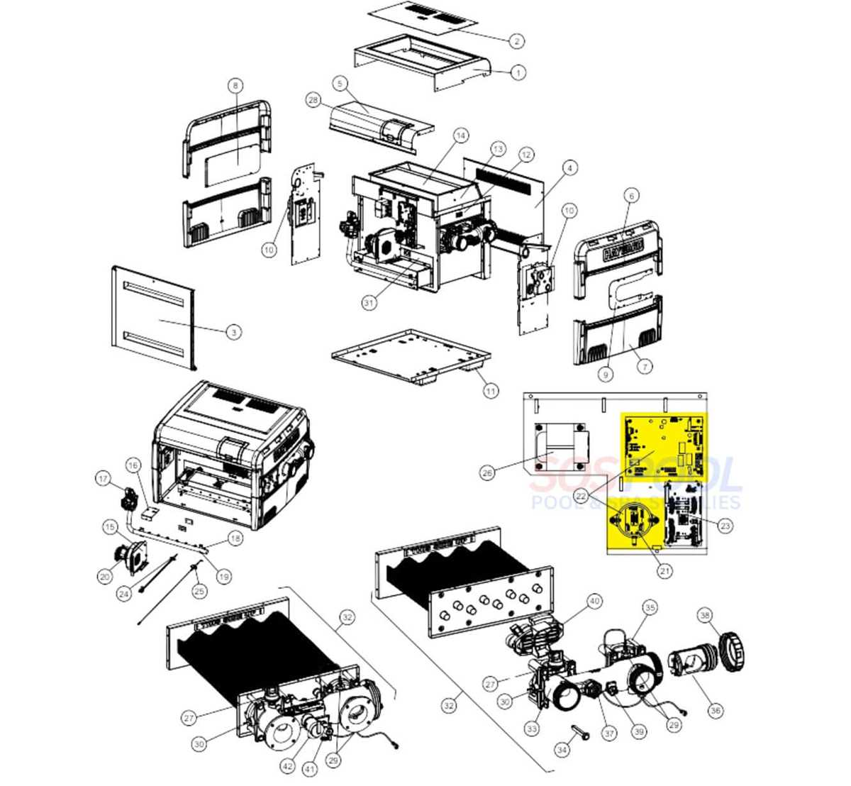 hayward h series pool heater parts diagram