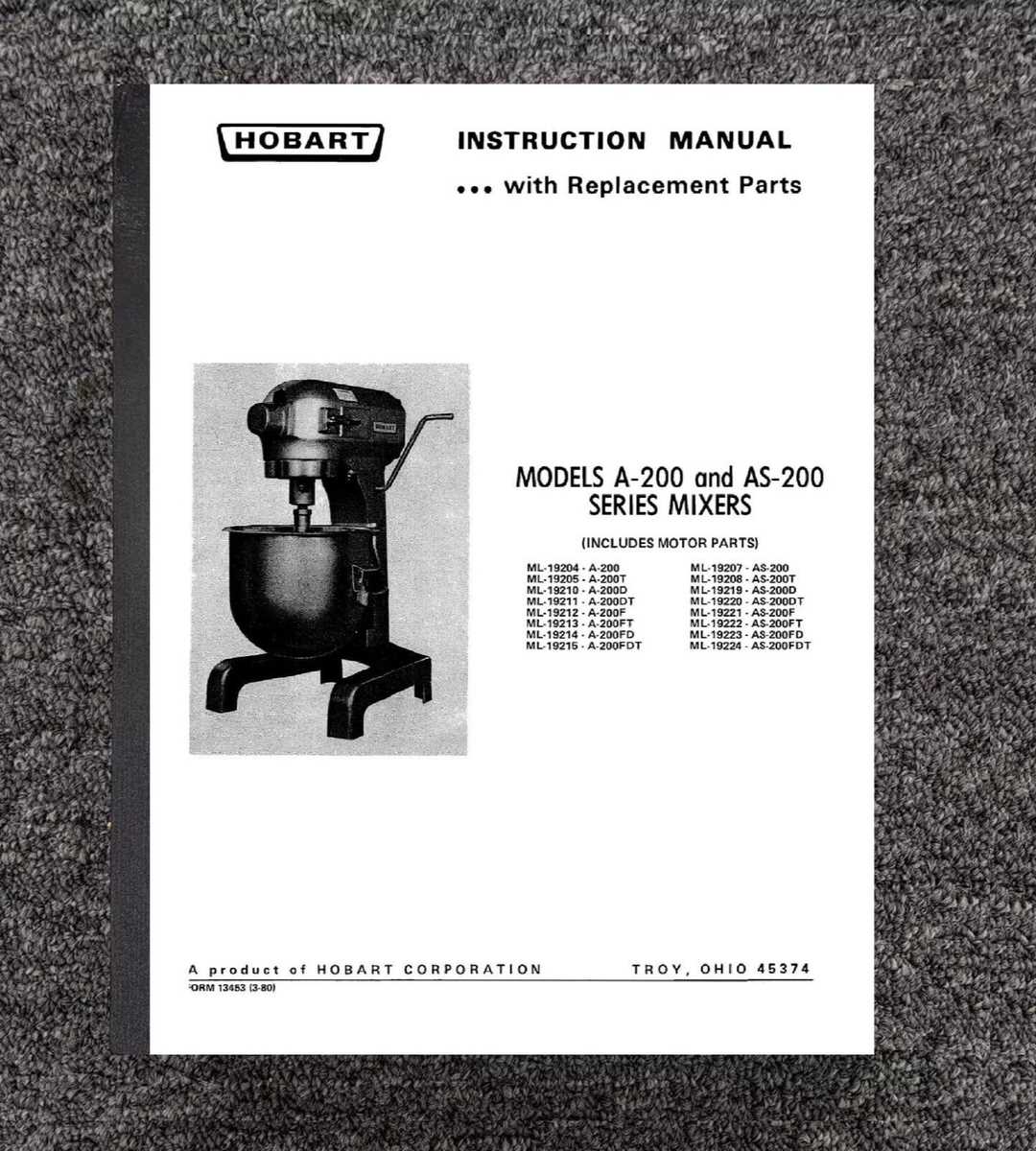 hobart mixer parts diagram