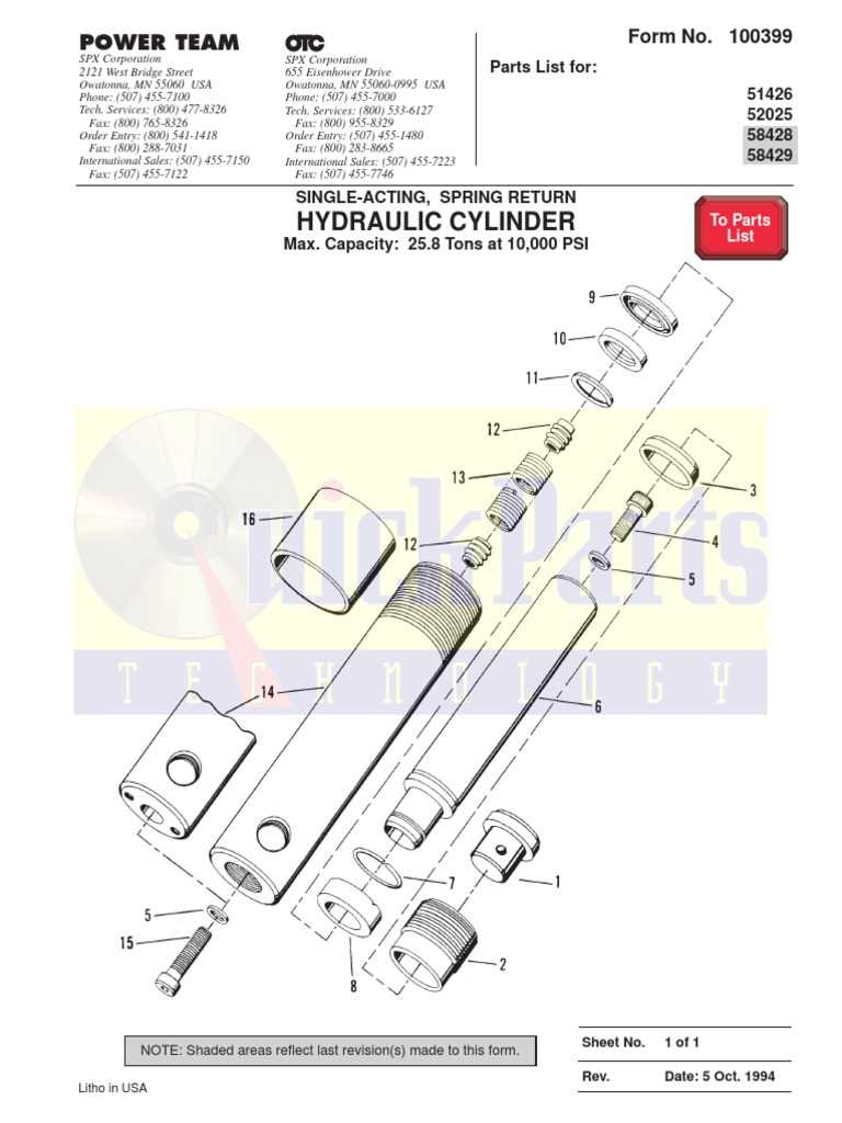 hydraulic cylinder parts diagram