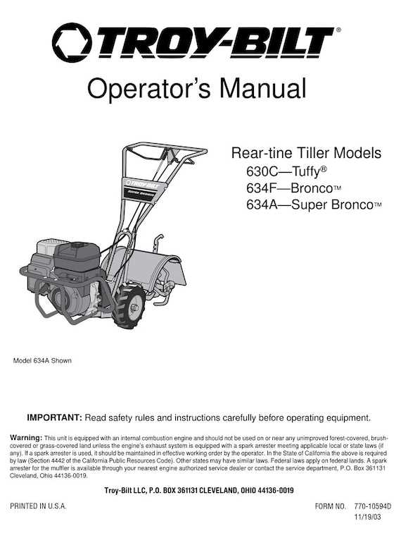 troy bilt bronco parts diagram