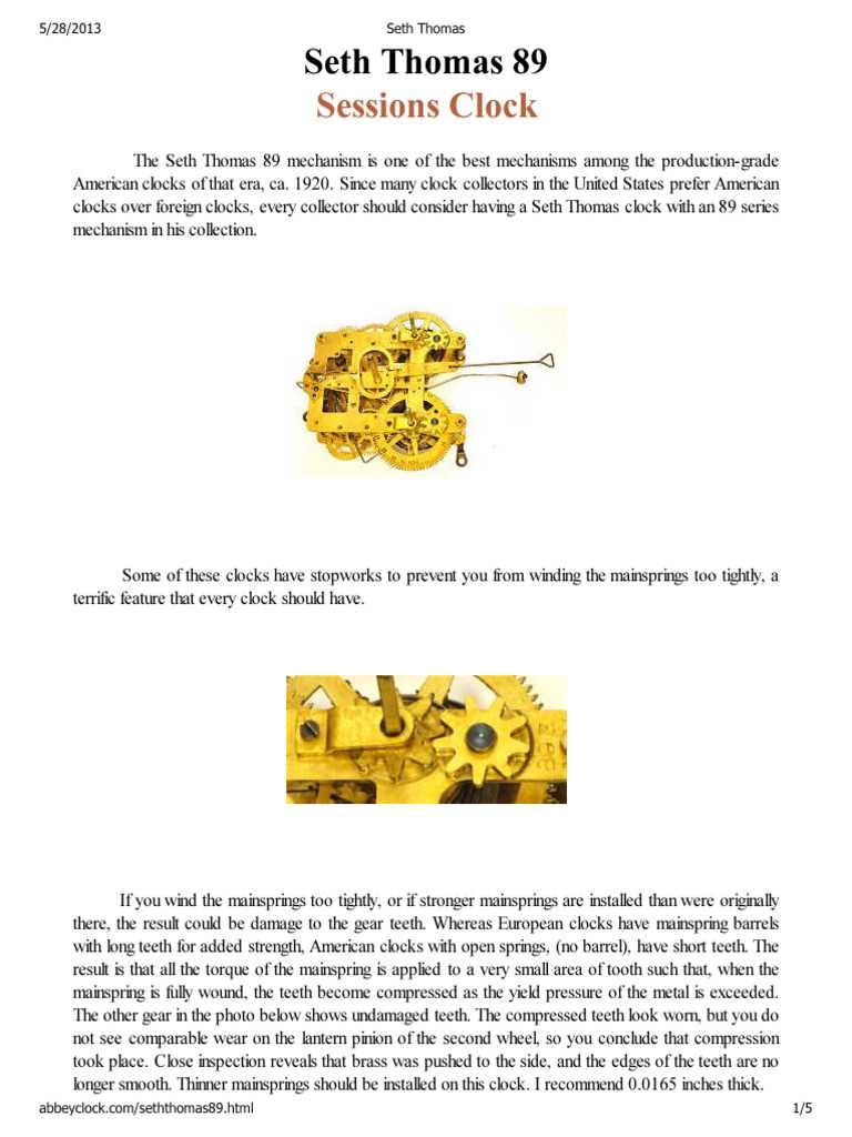 mechanical clock parts diagram