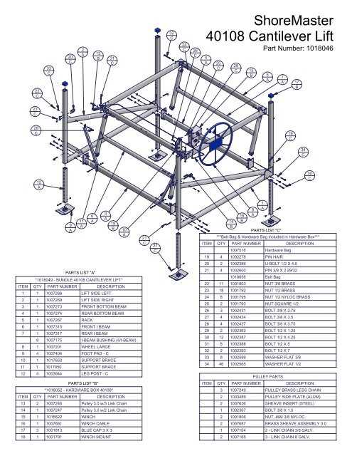 shoremaster boat lift parts diagram shoremaster boat lift parts diagram
