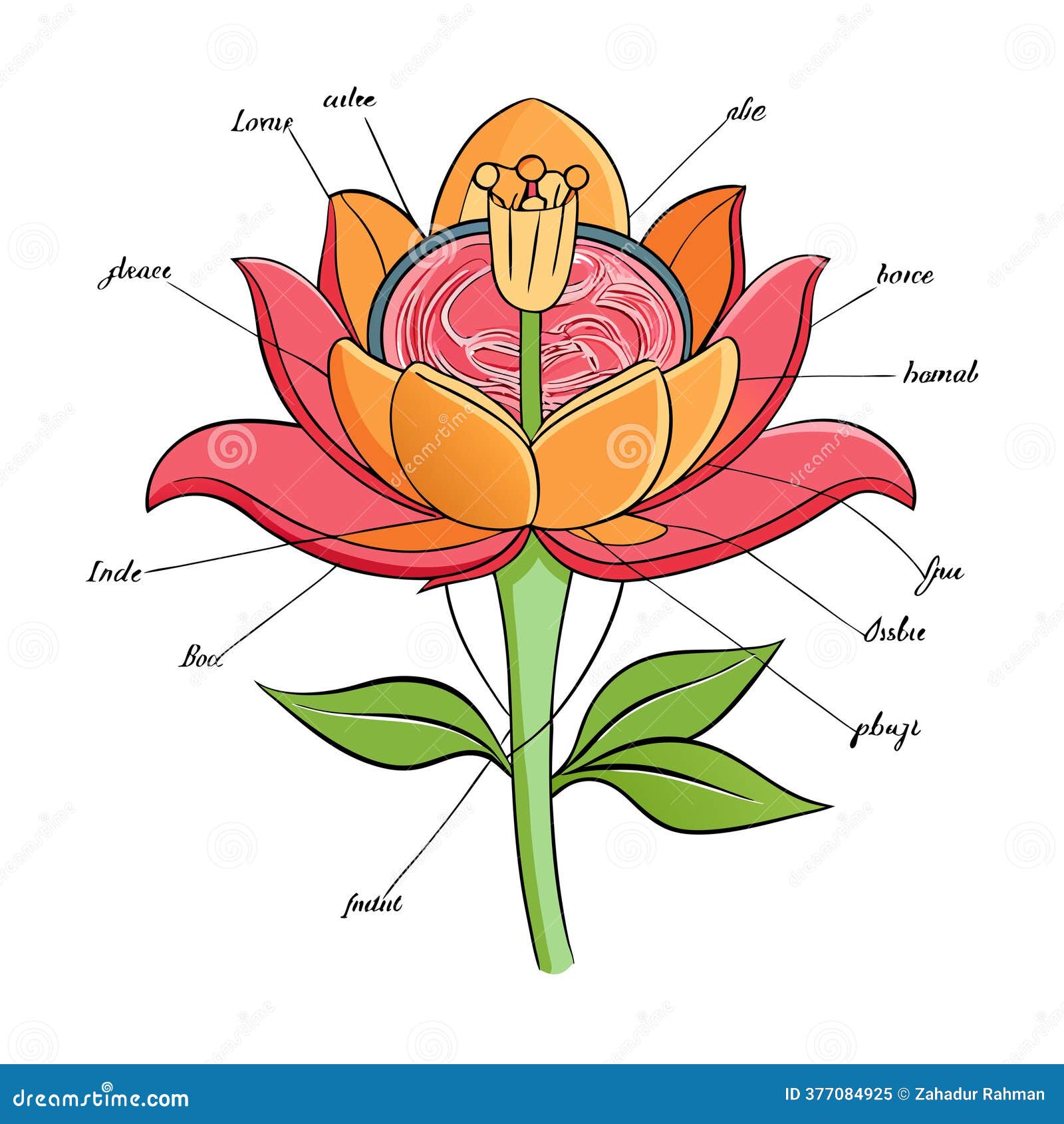 labeled parts of a flower diagram