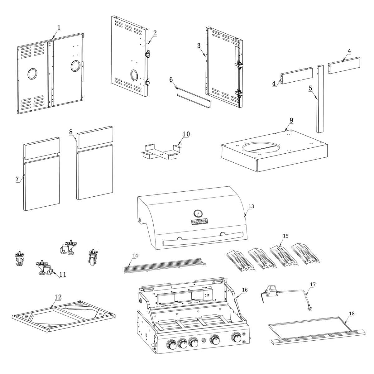parts of a grill diagram