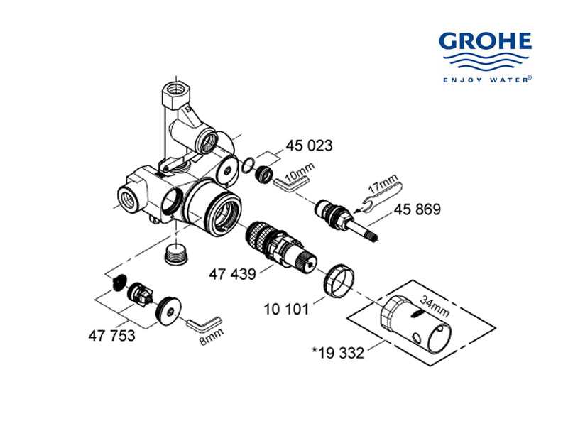 diagram of shower faucet parts