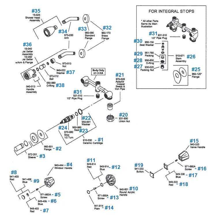 pfister faucet parts diagram