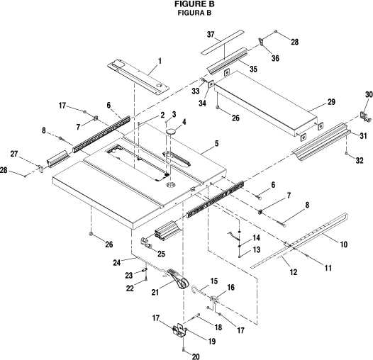 ridgid table saw parts diagram