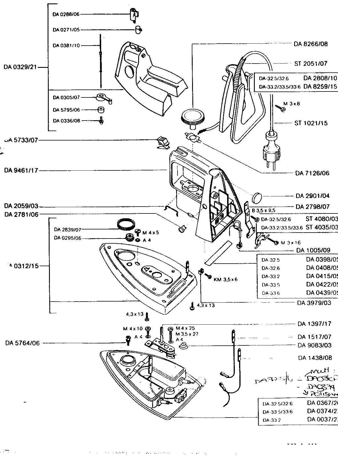 rowenta iron parts diagram