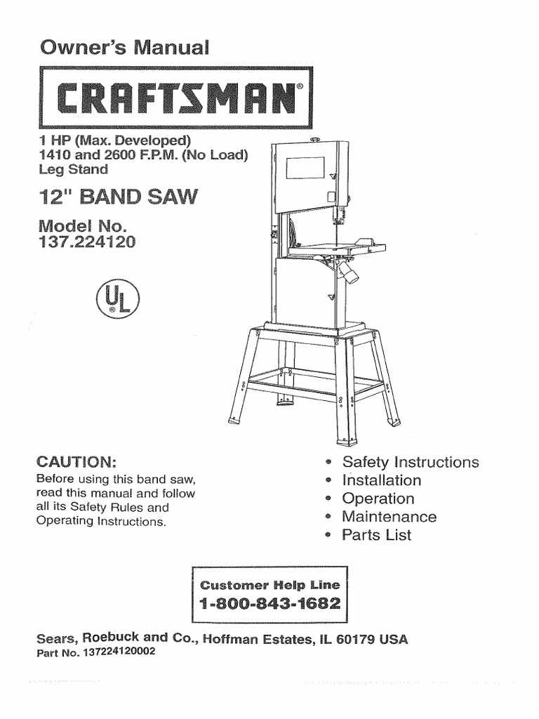 craftsman 12 inch band saw parts diagram