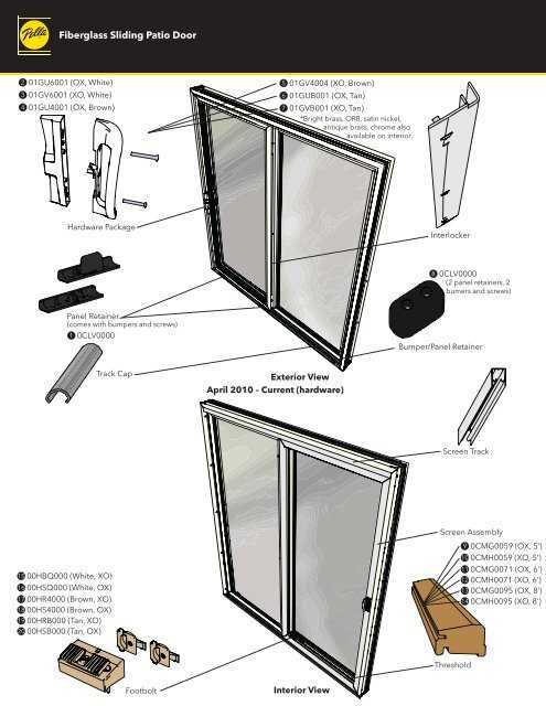 sliding patio door parts diagram