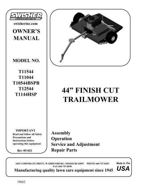 swisher pull behind mower parts diagram