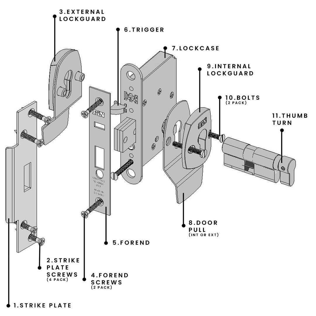 door latch parts diagram