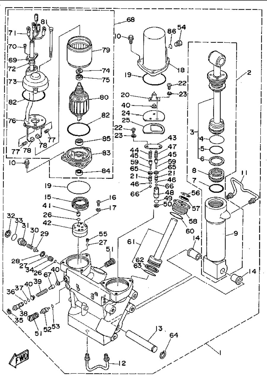 yamaha tilt and trim parts diagram