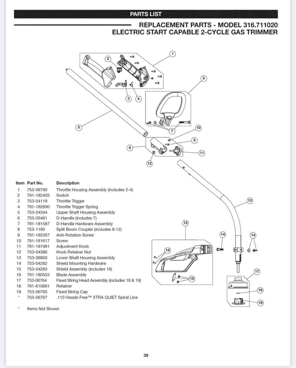 craftsman trimmer parts diagram